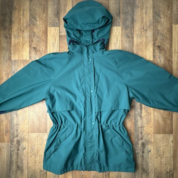 Vintage Eddie Bauer Rain Jacket Coat Women's Large Green Gore-Tex Hooded 4490 - Picture 3 of 12